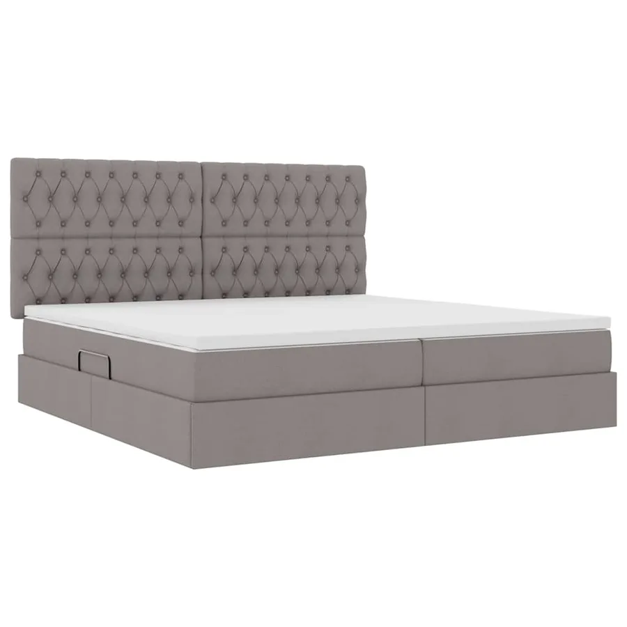 Lit de rangement LED avec matelas Taupe 200 x 200 cm Tissu - 5