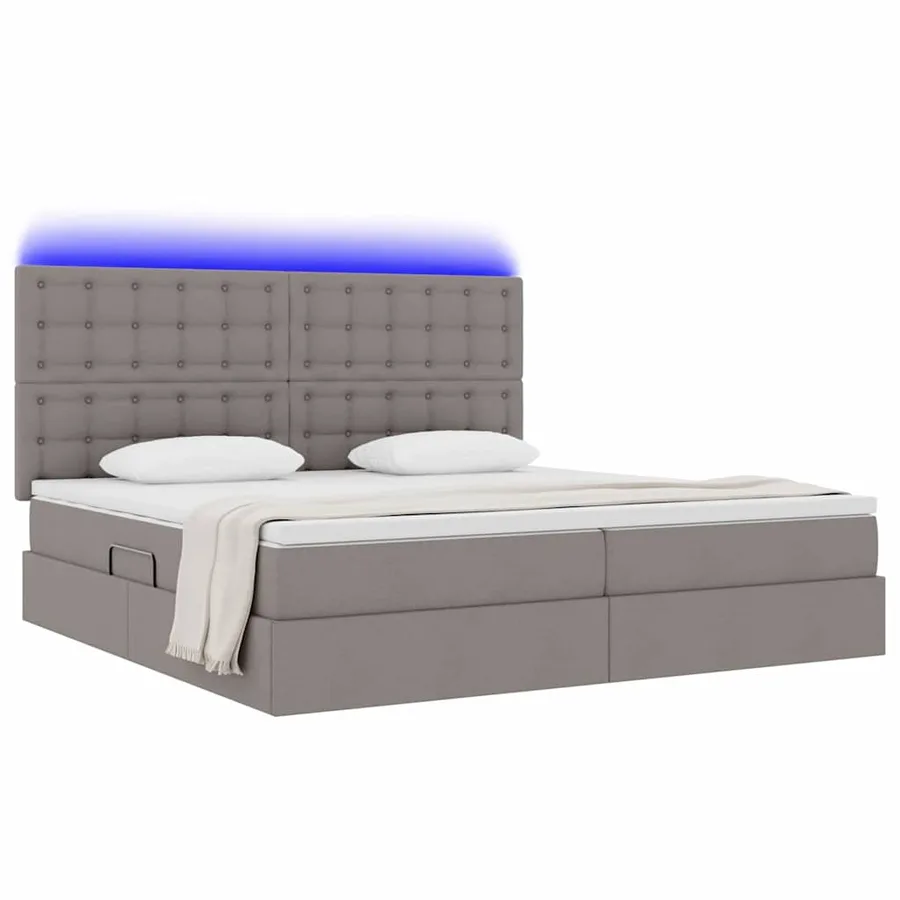 Lit de rangement LED avec matelas Taupe 200 x 200 cm Tissu - 3
