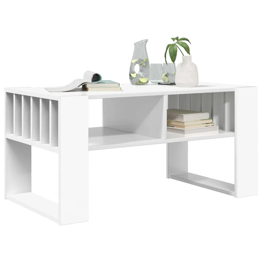 Table basse Blanc 92 x 49,5 x 45 cm Bois d'ingénierie - 3