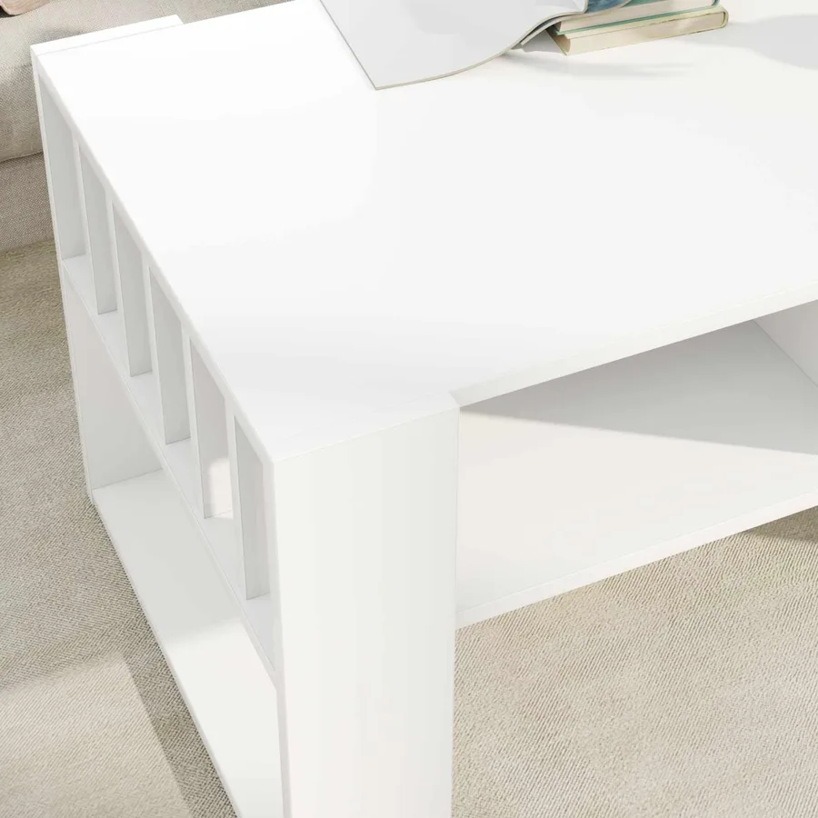 Table basse Blanc 92 x 49,5 x 45 cm Bois d'ingénierie - 4