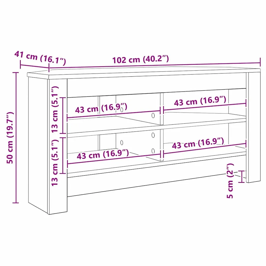 MeubleTVd'Angle Gris Sonoma 102 x 40,5 x 45 cm - 10