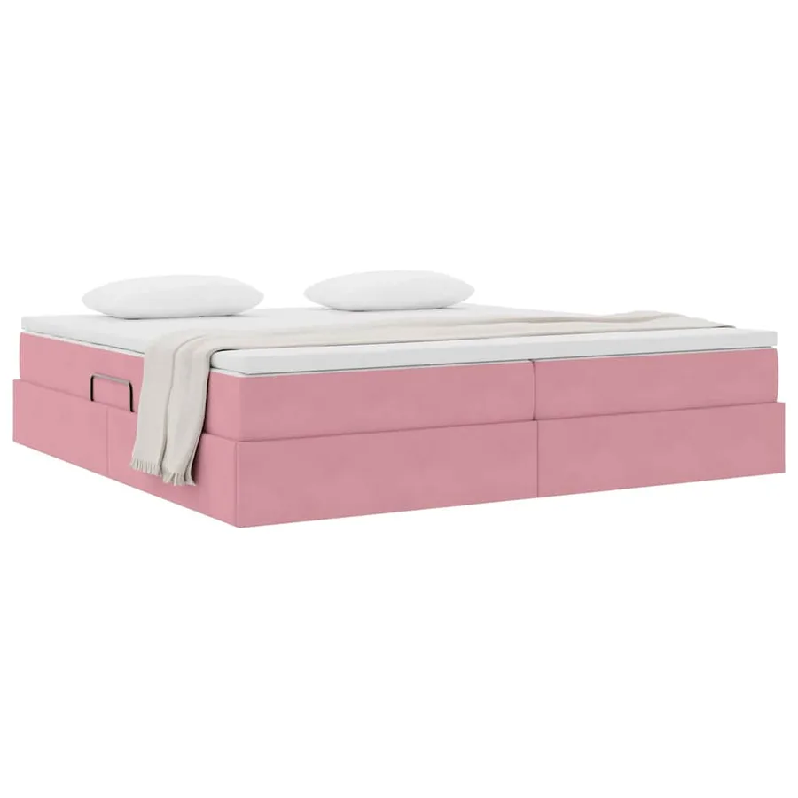 Lit avec rangement et matelas Rose 200 x 200 cm Velours - 3