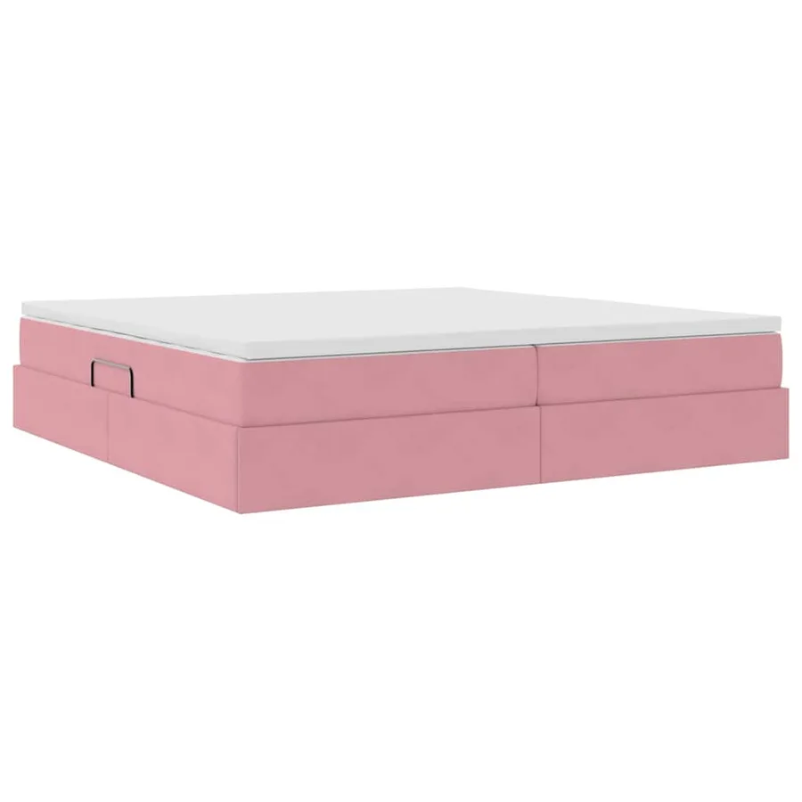 Lit avec rangement et matelas Rose 200 x 200 cm Velours - 5