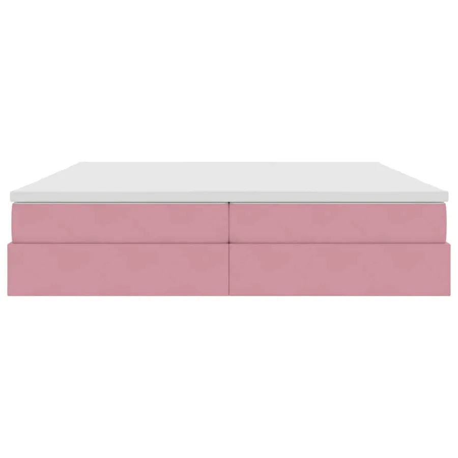 Lit avec rangement et matelas Rose 200 x 200 cm Velours - 6