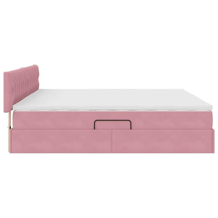 Lit de rangement LED avec matelas Rose 200 x 200 cm Velours - 11