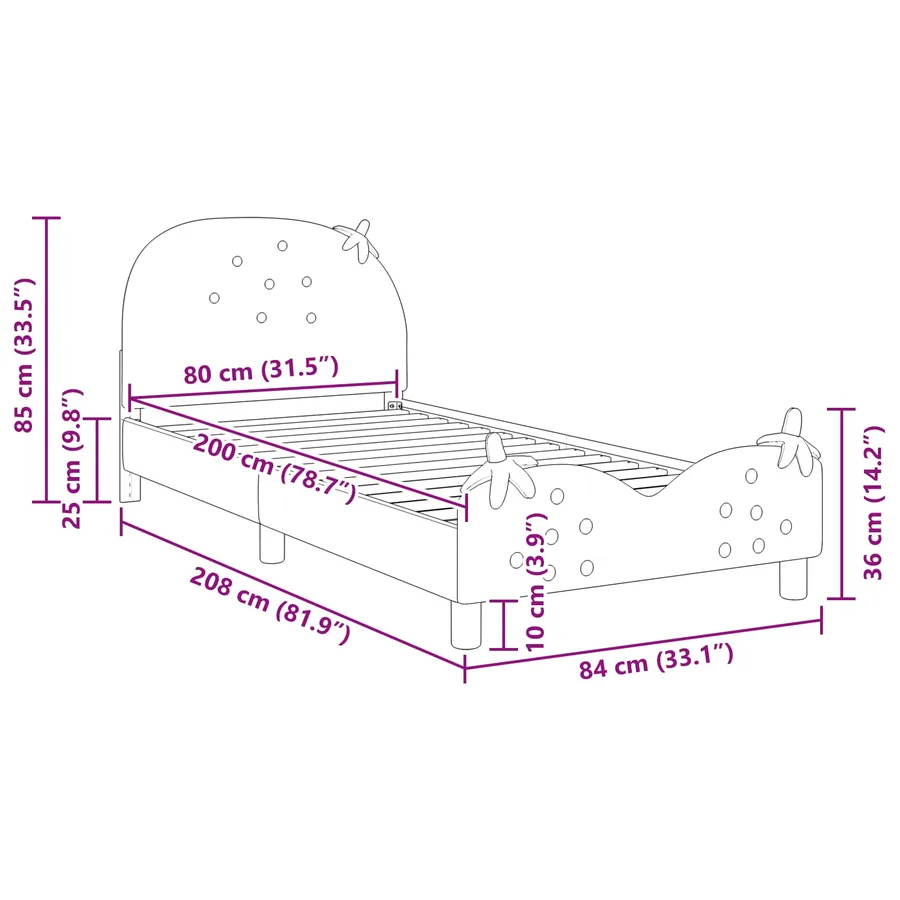 Cadre de lit pour enfants avec tête de lit Rose 80 x 200 cm - 8