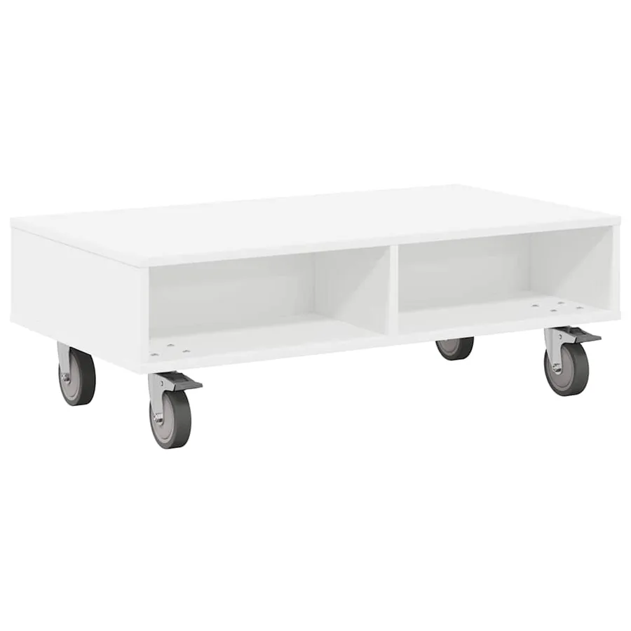 Table d'appoint avec roues Blanc 90 x 50 x 30 cm - 2