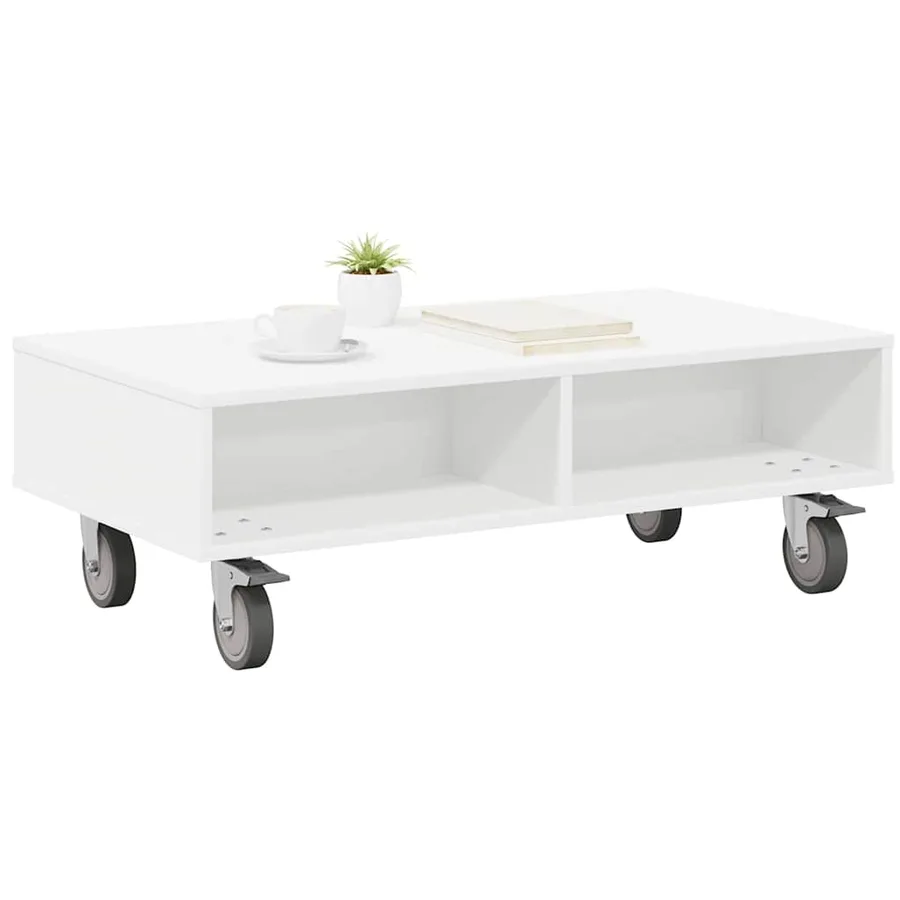Table d'appoint avec roues Blanc 90 x 50 x 30 cm - 3