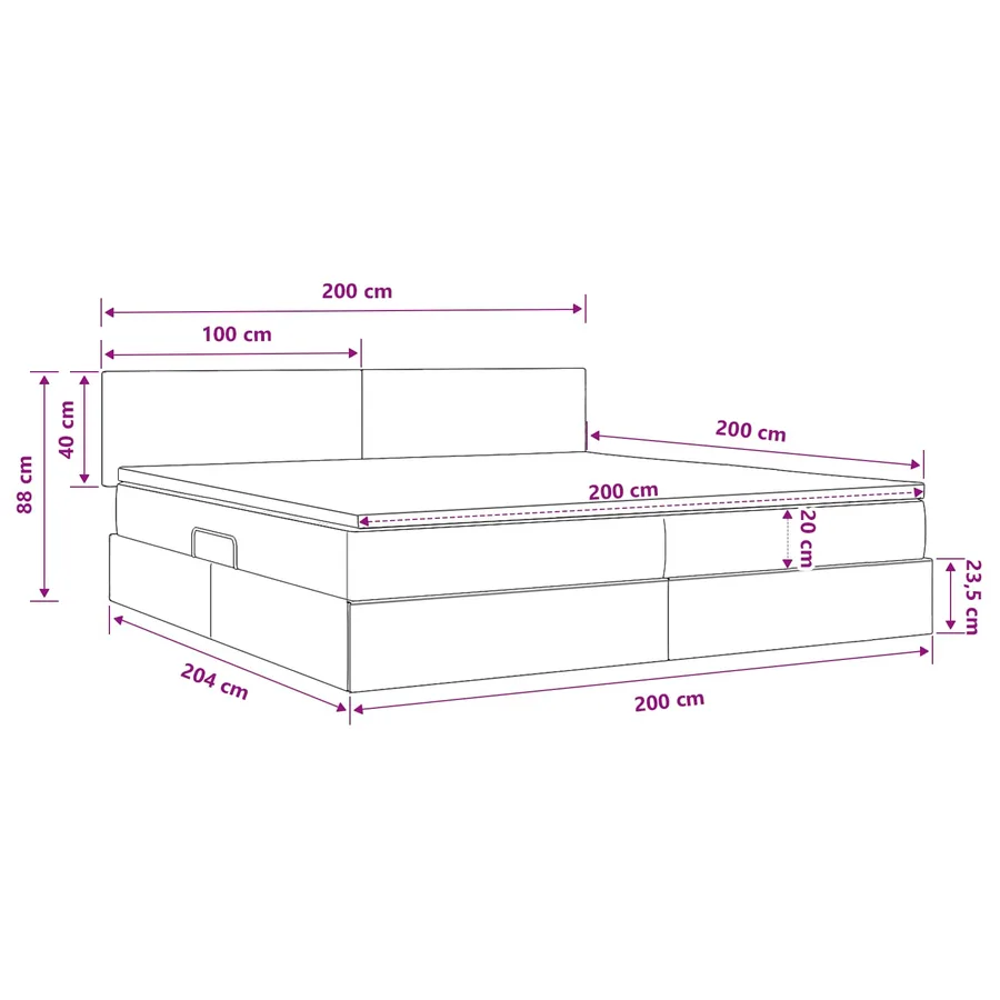 Lit de rangement LED avec matelas Bleu foncé 200 x 200 cm - 17