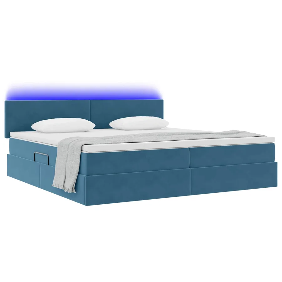 Lit de rangement LED avec matelas Bleu foncé 200 x 200 cm - 3