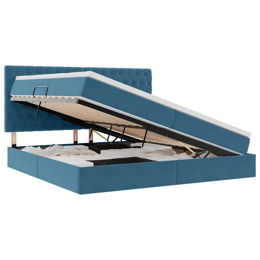 Lit de rangement LED avec matelas Bleu foncé 200 x 200 cm - 2