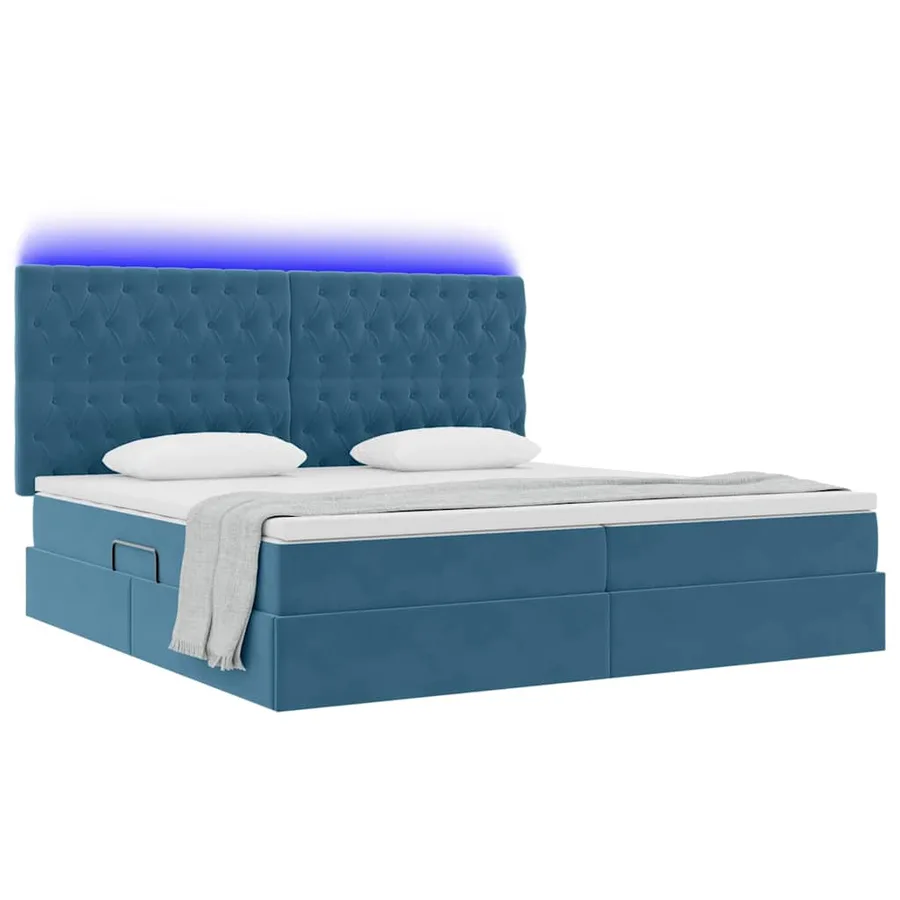 Lit de rangement LED avec matelas Bleu foncé 200 x 200 cm - 3