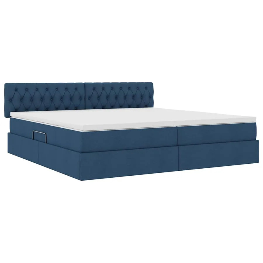 Lit de rangement LED avec matelas Bleu 200 x 200 cm Tissu - 6