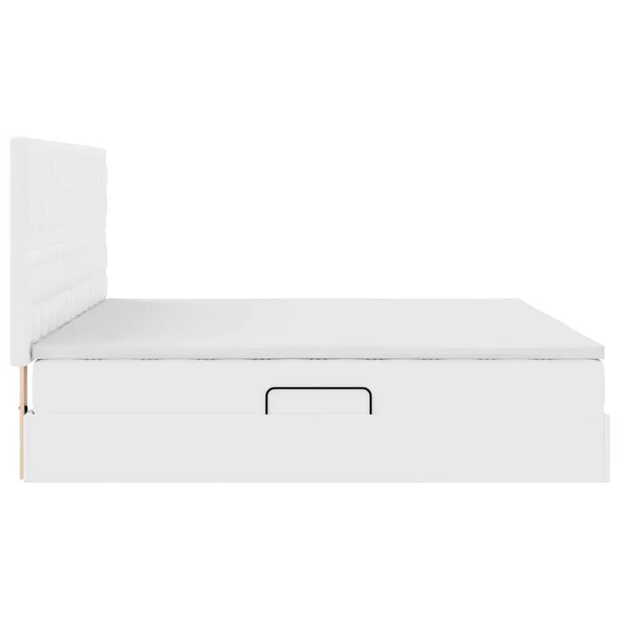Lit avec rangement et LED Blanc pur 200 x 200 cm Simili cuir - 11