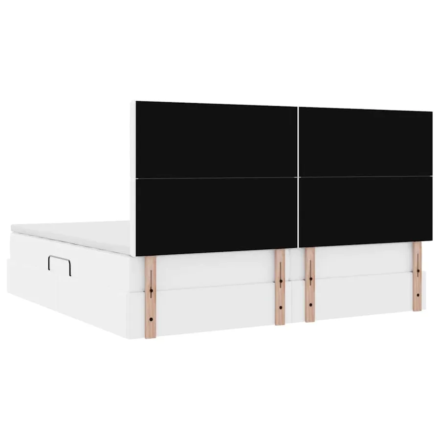 Lit avec rangement et LED Blanc pur 200 x 200 cm Simili cuir - 12