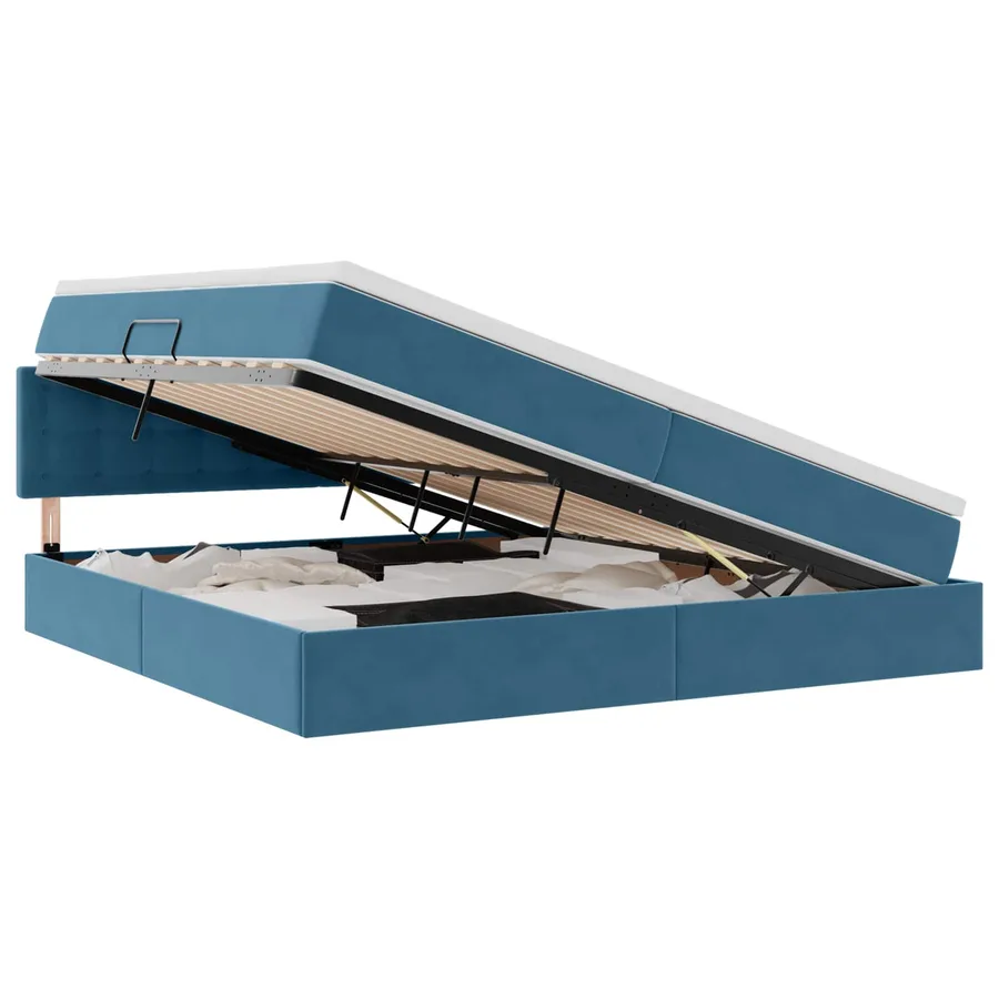 Lit de rangement LED avec matelas Bleu foncé 200 x 200 cm - 2