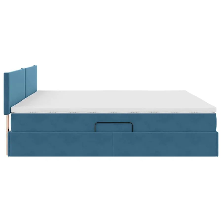 Lit de Rangement avec matelas Bleu foncé 200 x 200 cm Velours - 9