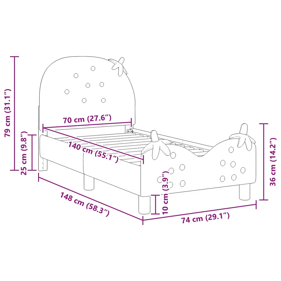 Cadre de lit pour tout-petit avec tête de lit Rose 70 x 140 cm - 8