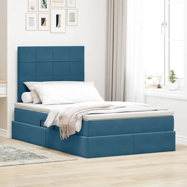 Lit de rangement LED avec matelas Bleu foncé 120 x 200 cm