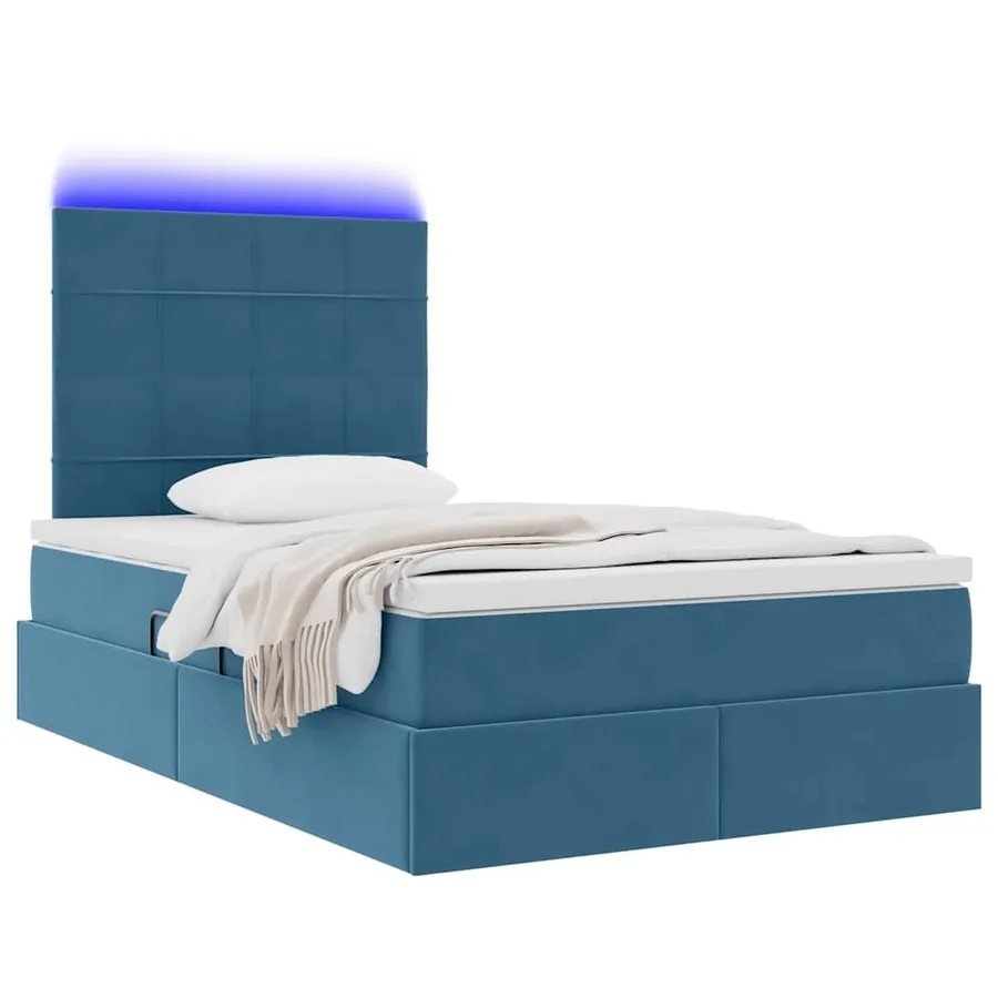 Lit de rangement LED avec matelas Bleu foncé 120 x 200 cm - 3