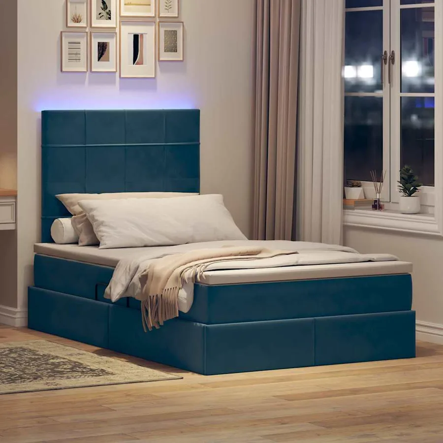 Lit de rangement LED avec matelas Bleu foncé 120 x 200 cm - 5