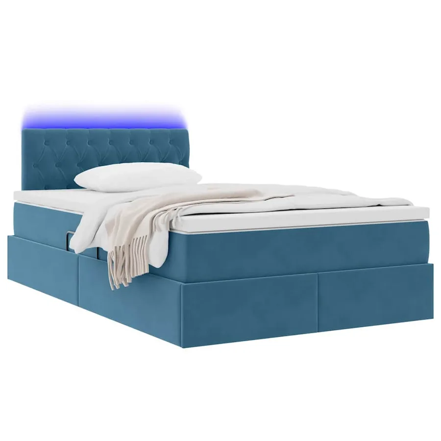 Lit de rangement LED avec matelas Bleu foncé 120 x 200 cm - 3