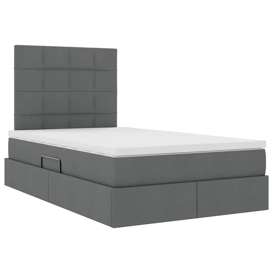 Lit de rangement LED avec matelas Gris foncé 120 x 190 cm Tissu - 6