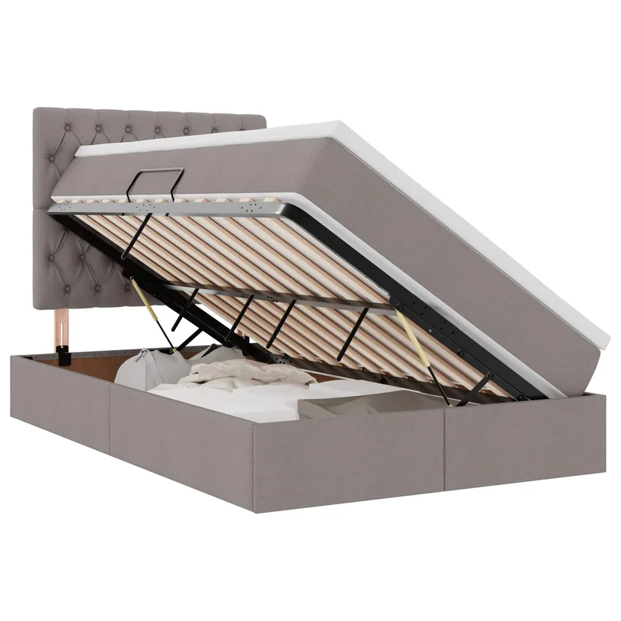Lit de rangement LED avec matelas Taupe 120 x 200 cm Tissu - 2
