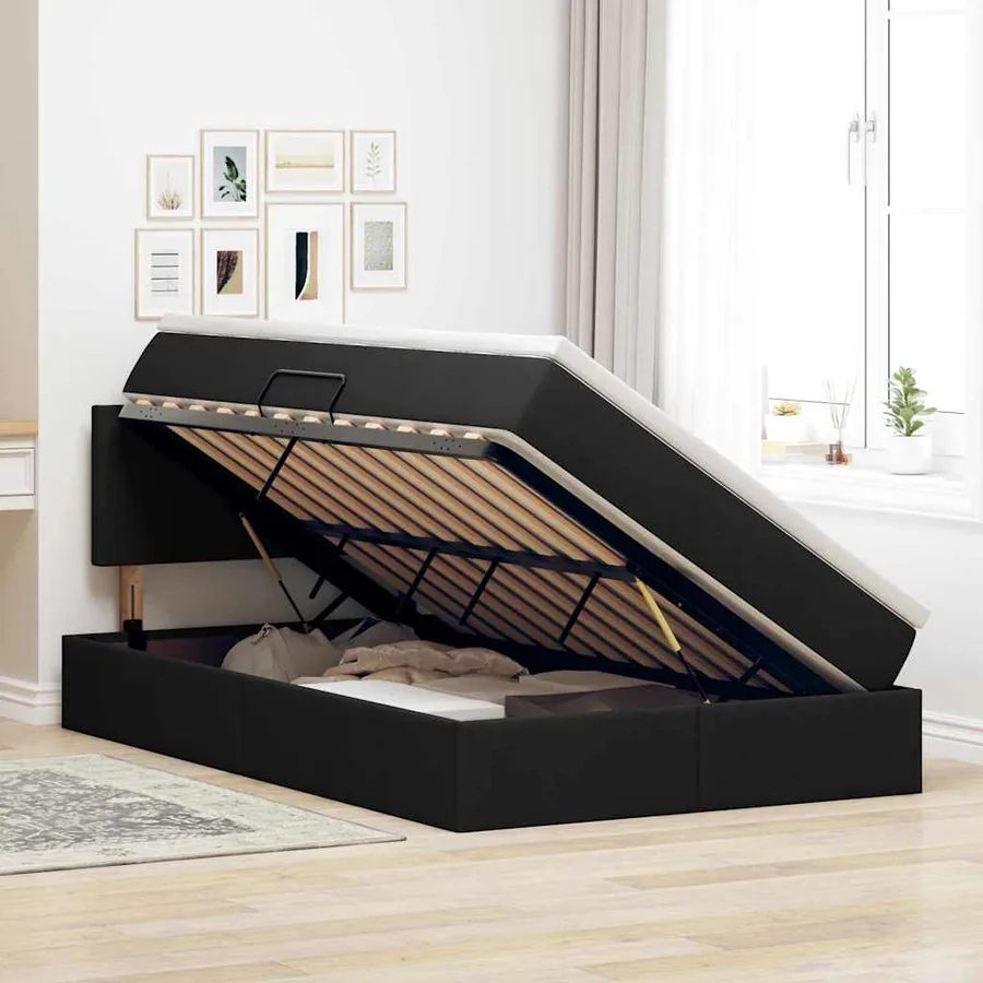 Lit avec rangement et matelas avec matelas Noir 120 x 190 cm - 4