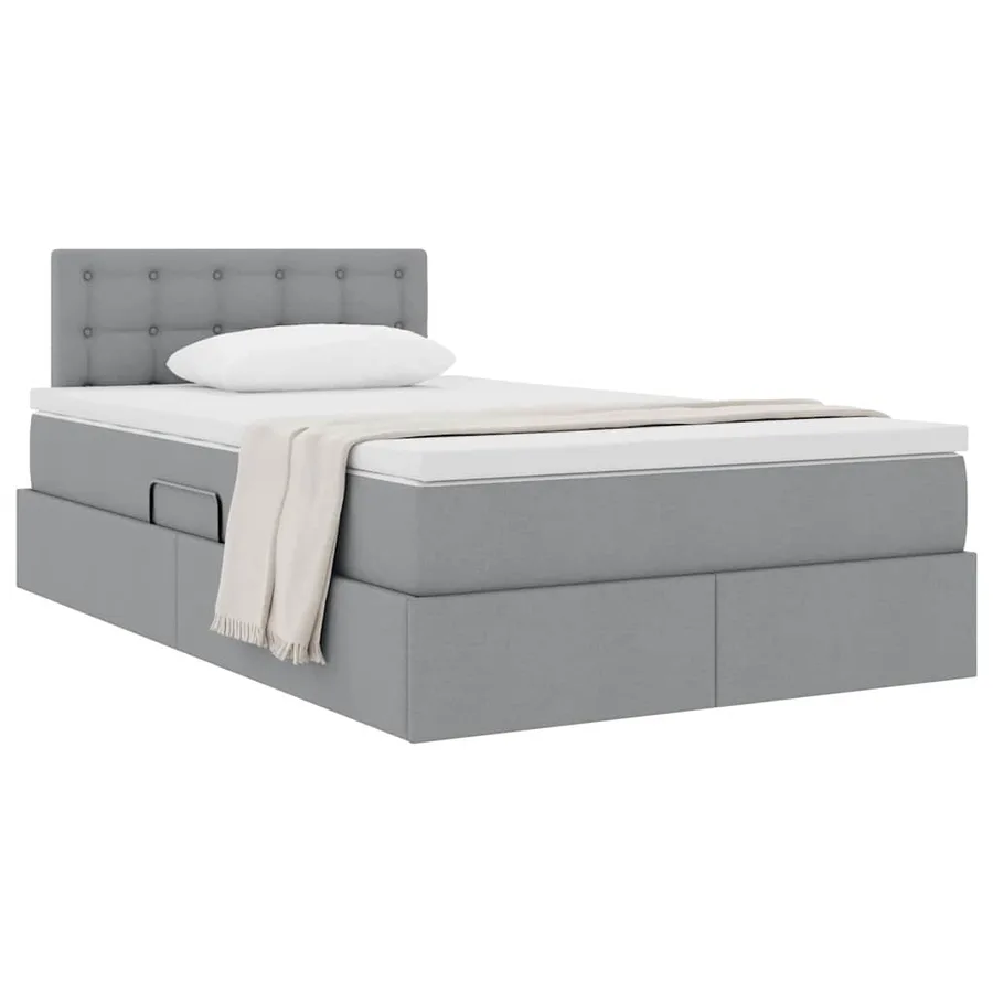 Lit avec rangement et matelas Gris clair 120 x 200 cm - 3