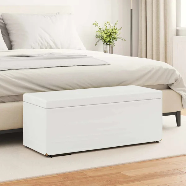 Tabouret Blanc Cuir Synthétique et Bois Composite