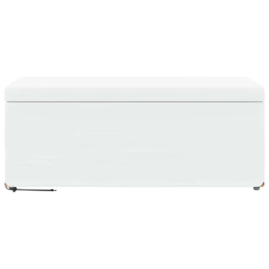 Tabouret Blanc Cuir Synthétique et Bois Composite - 4