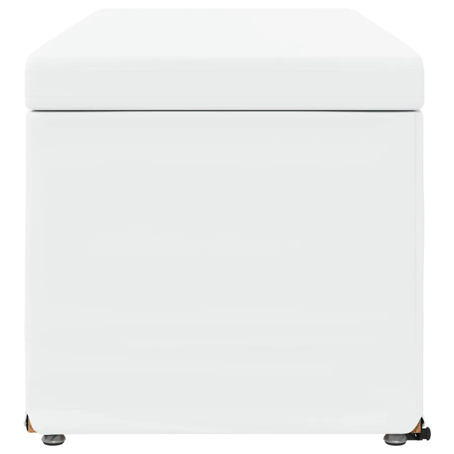 Tabouret Blanc Cuir Synthétique et Bois Composite - 5
