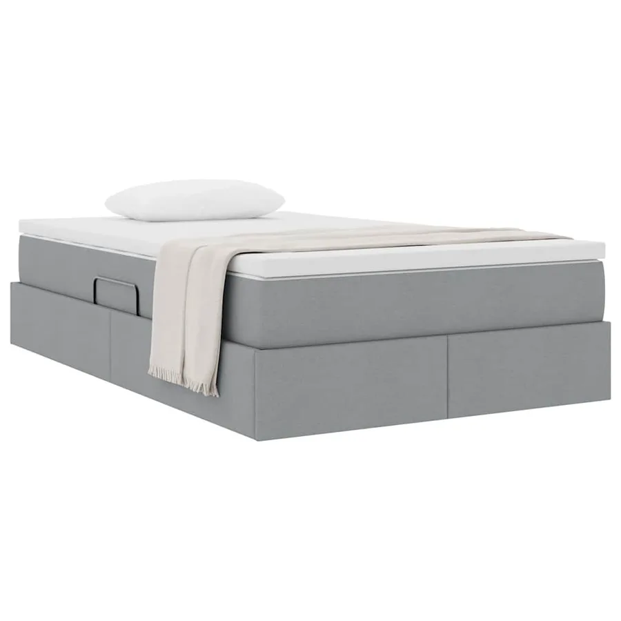 Lit avec rangement et matelas Gris clair 120 x 200 cm Polyester - 3