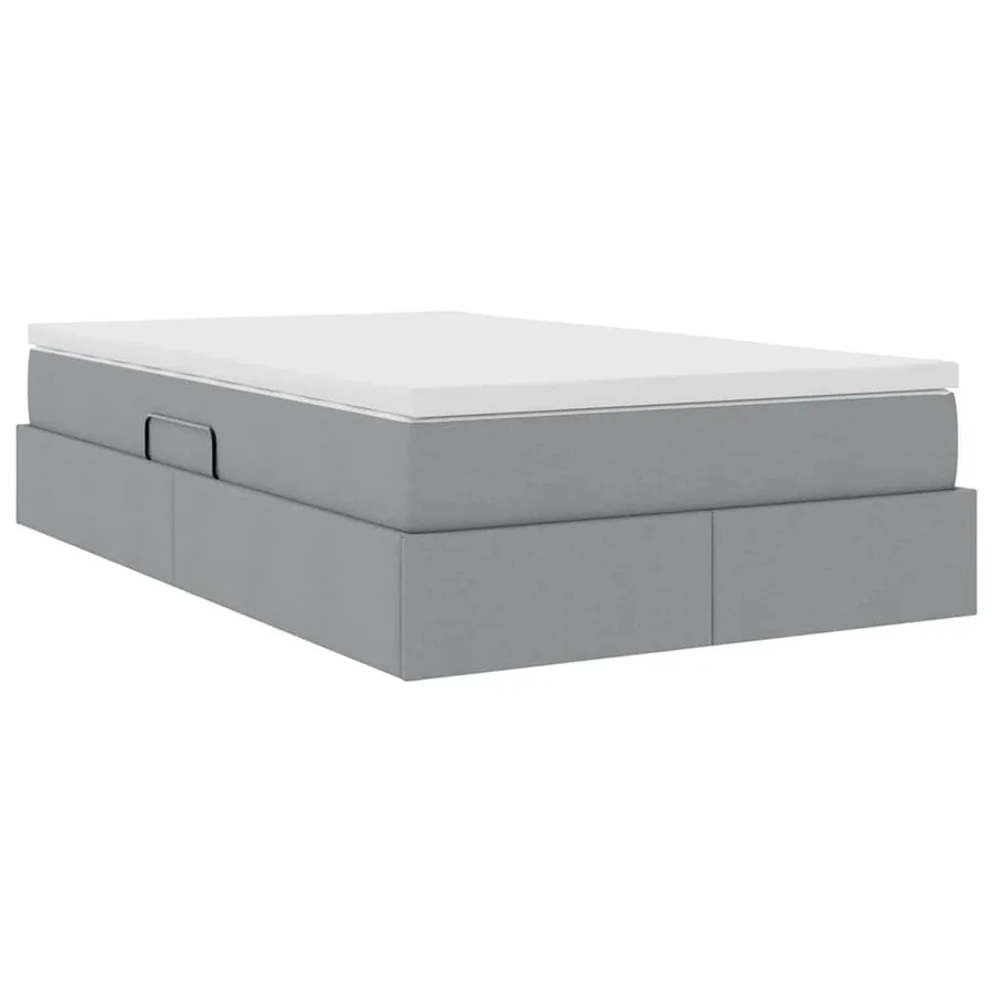 Lit avec rangement et matelas Gris clair 120 x 200 cm Polyester - 8