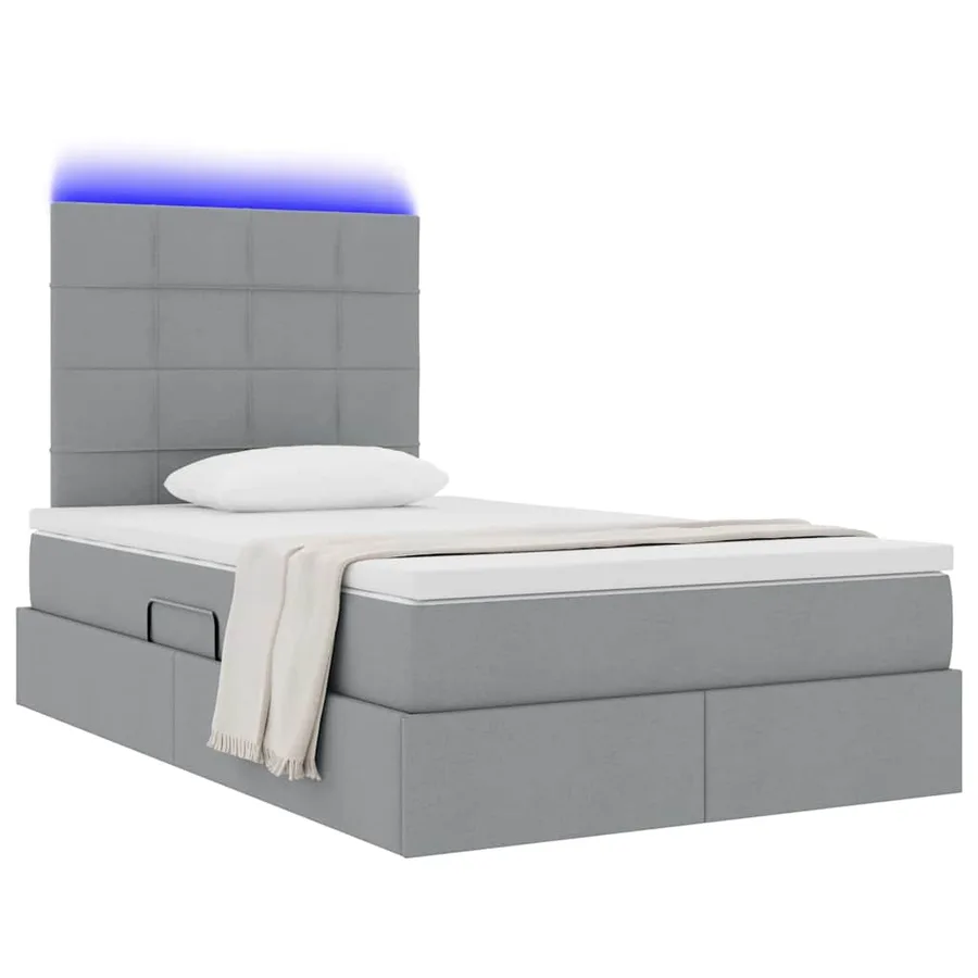 Lit de rangement LED avec matelas Gris clair 120 x 200 cm Tissu - 3