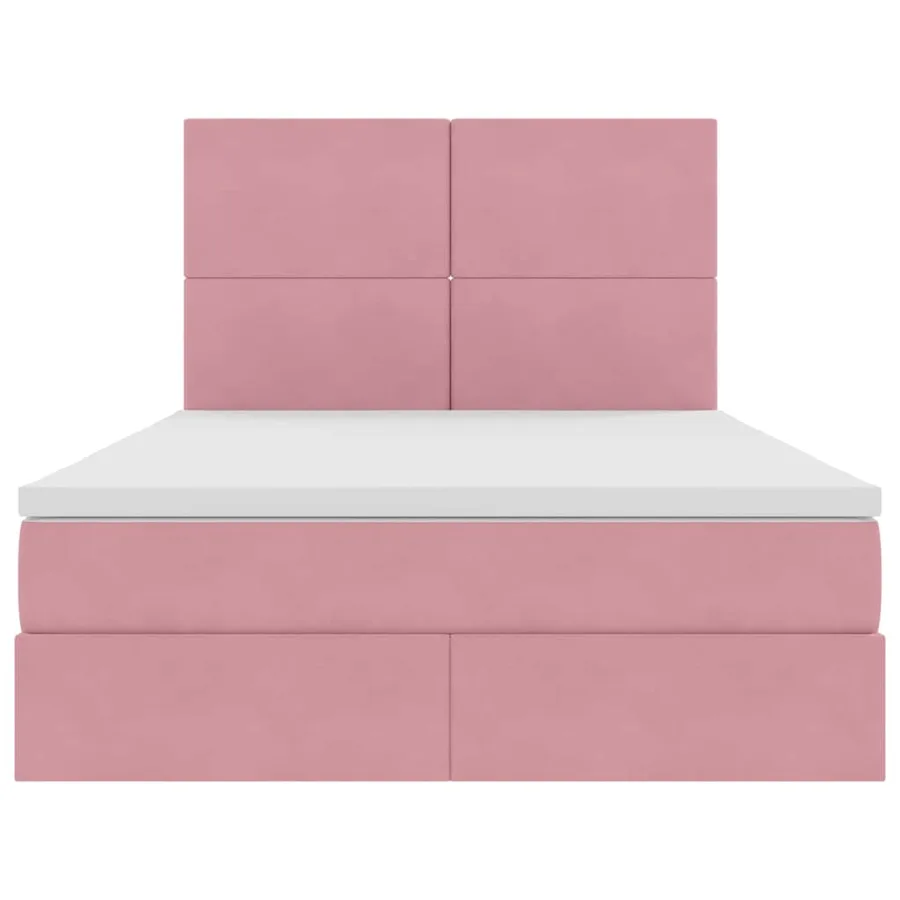 Lit avec rangement et matelas Rose 140 x 190 cm Velours - 7