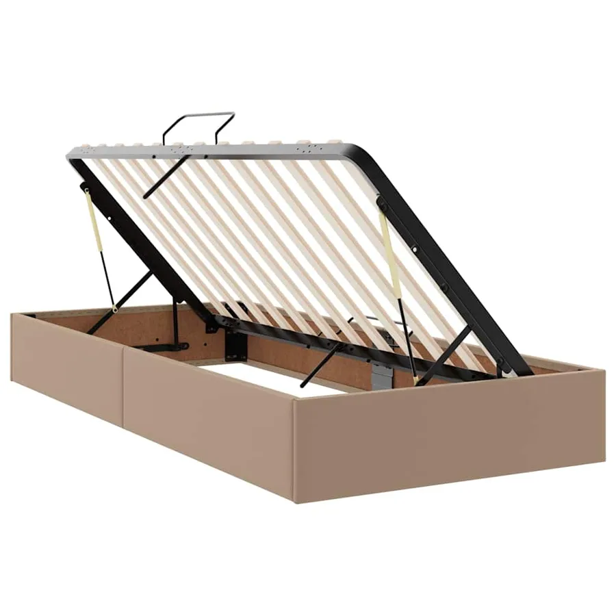 Lit avec rangement et LED Cappuccino 200 x 200 cm Simili cuir - 7