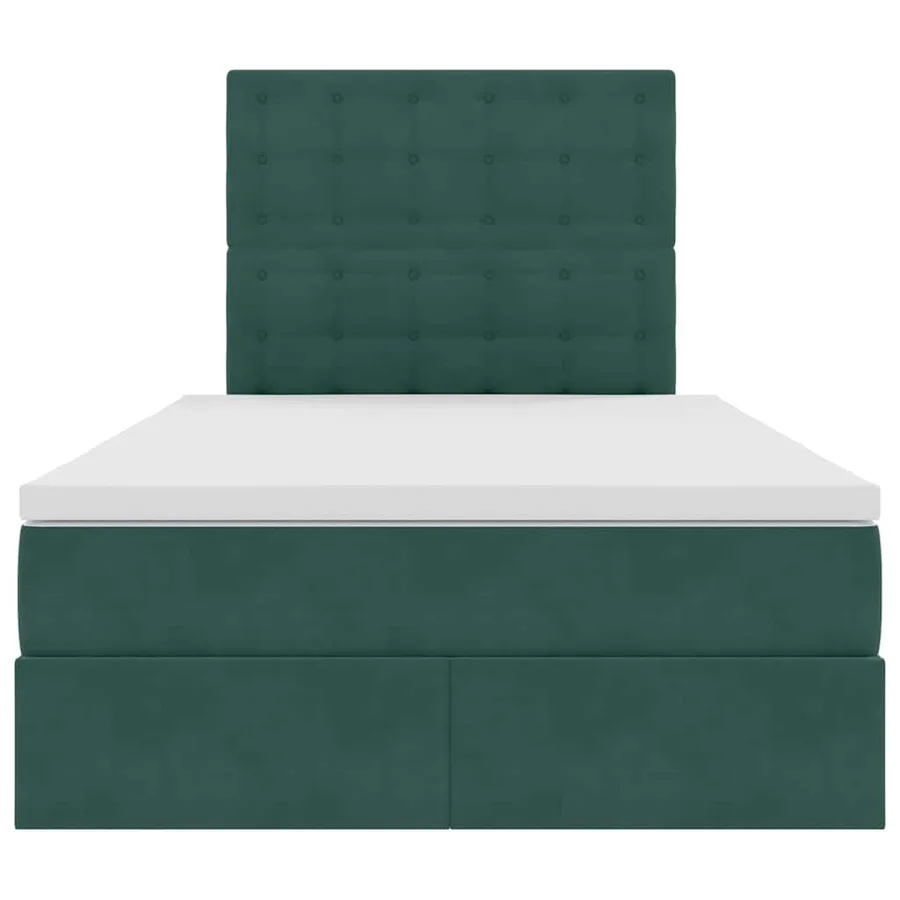 Lit avec rangement et matelas Vert foncé 120 x 200 cm Velours - 7