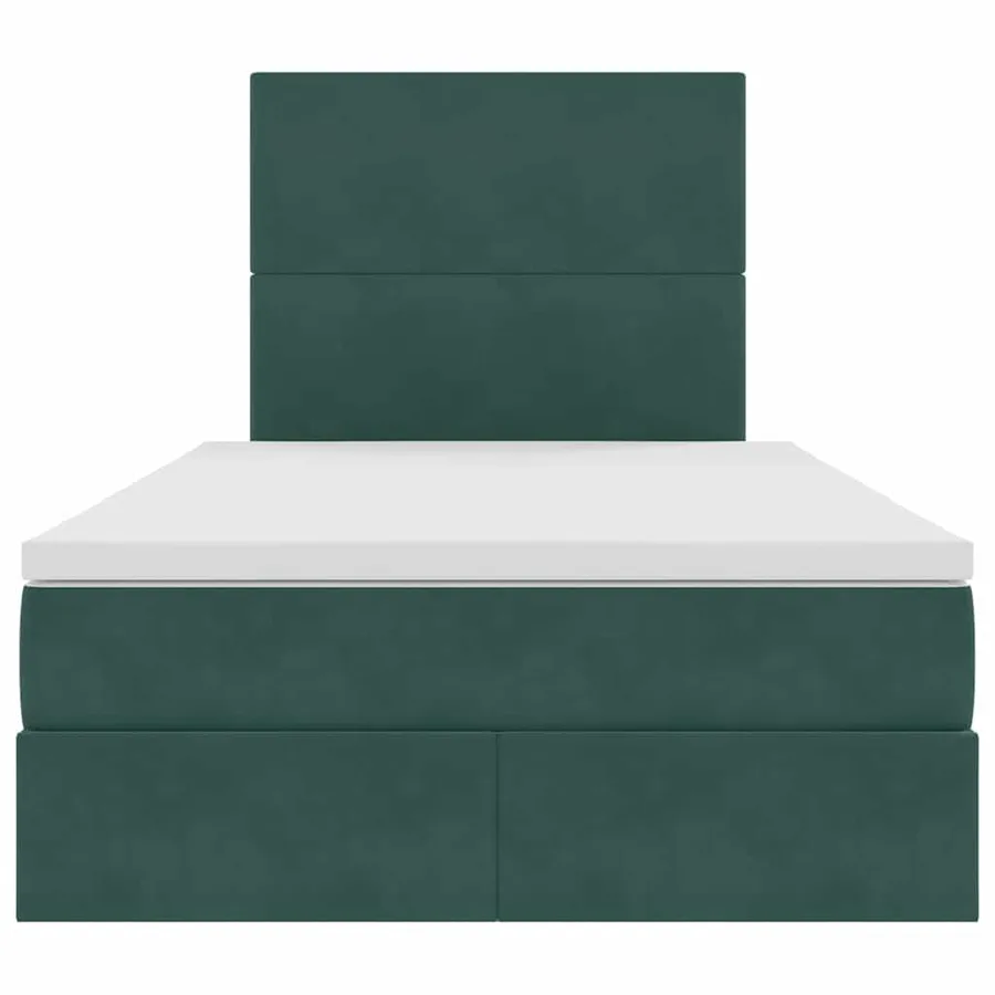 Lit avec rangement et matelas Vert foncé 120 x 200 cm Velours - 7