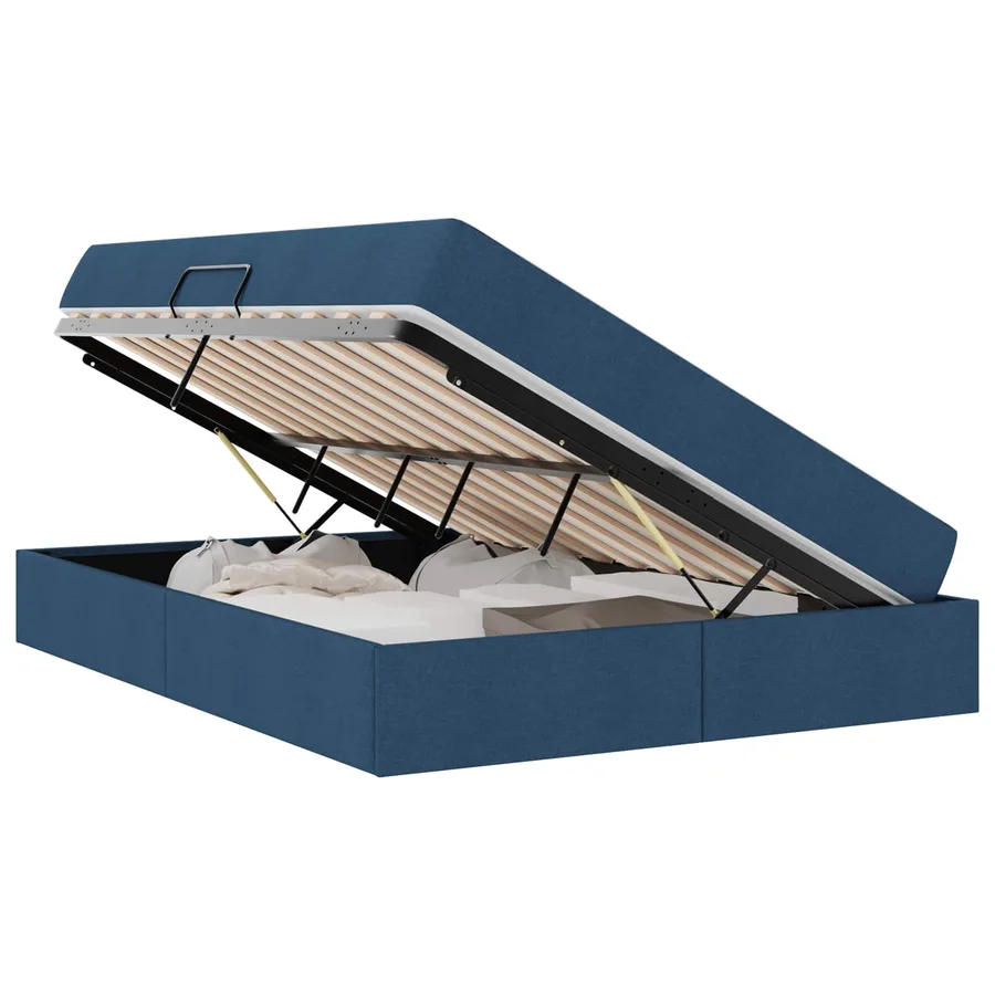 Lit avec rangement et matelas Bleu 140 x 190 cm Polyester - 2