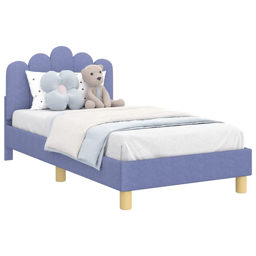 Cadre de lit pour enfants avec tête de lit Bleu denim Tissu - 2