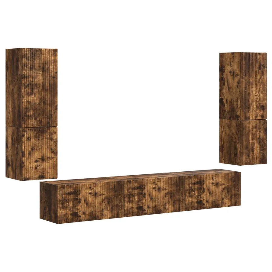 Ensemble meuble TV 4 pcs Chêne fumé Bois d'ingénierie - 2