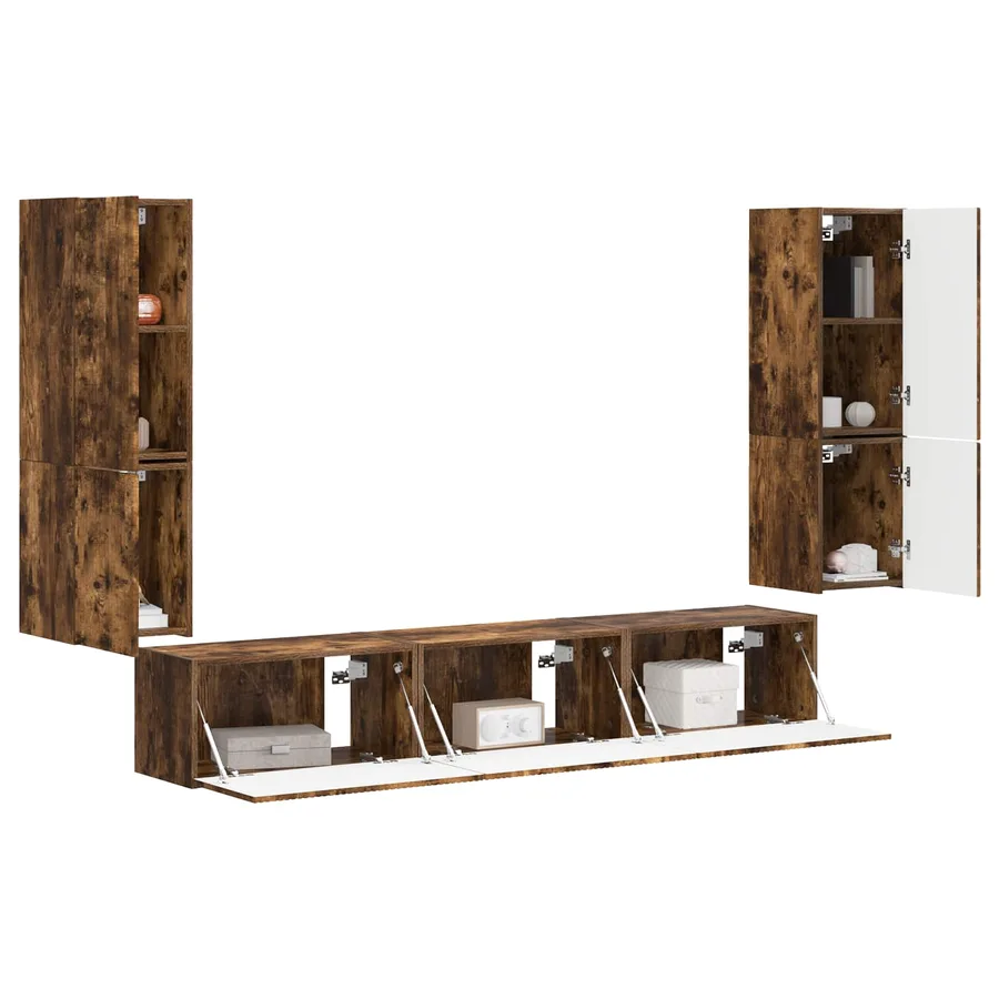 Ensemble meuble TV 4 pcs Chêne fumé Bois d'ingénierie - 3