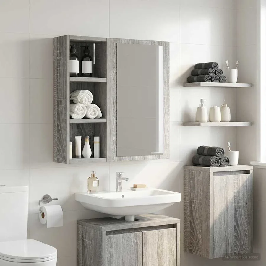 Armoire murale de salle de bain Gris Sonoma 20 x 10 x 50 cm - 4