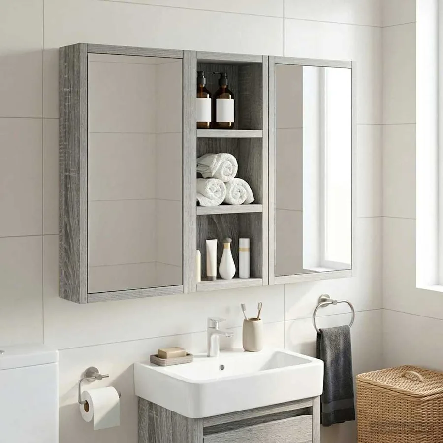Armoire murale de salle de bain Gris Sonoma 20 x 10 x 50 cm - 5