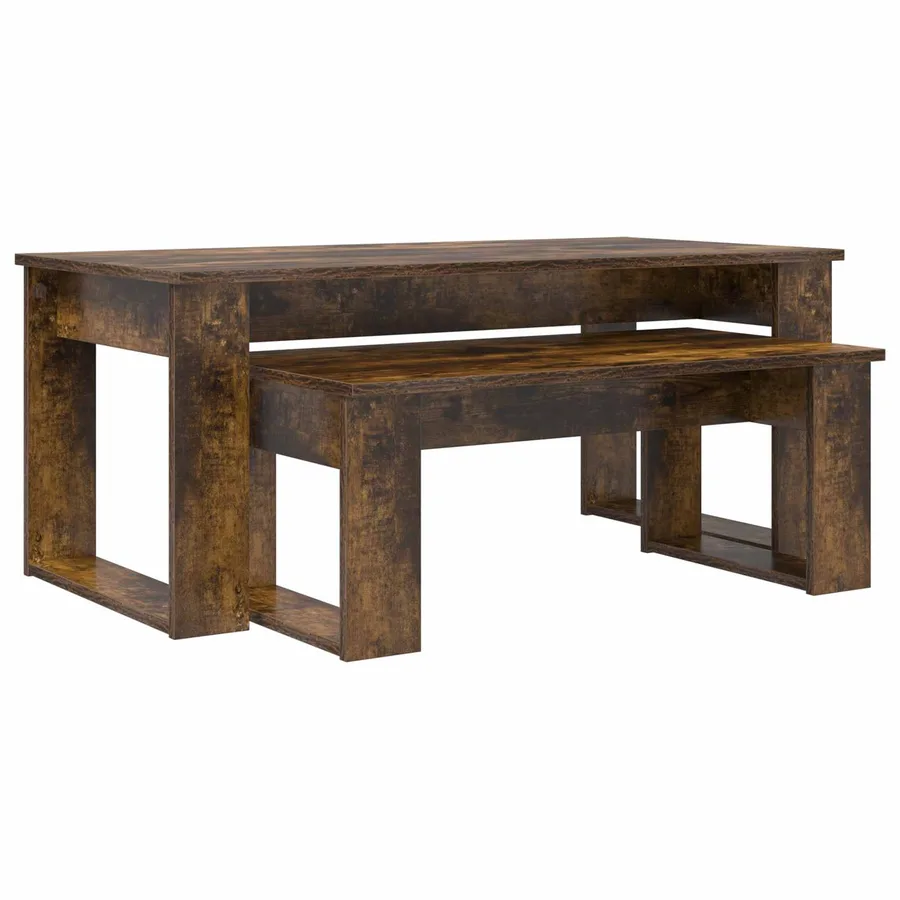 Ensemble de tables basses 2 pcs Chêne fumé Bois d'ingénierie - 2
