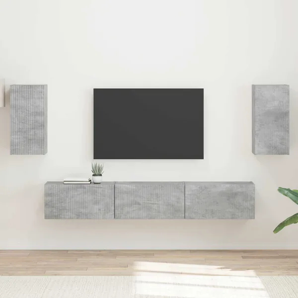 Ensemble meuble TV 5 pcs Gris béton Bois d'ingénierie