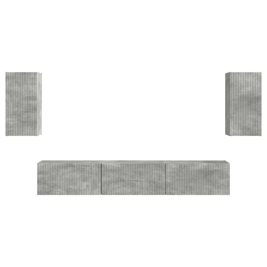 Ensemble meuble TV 5 pcs Gris béton Bois d'ingénierie - 7