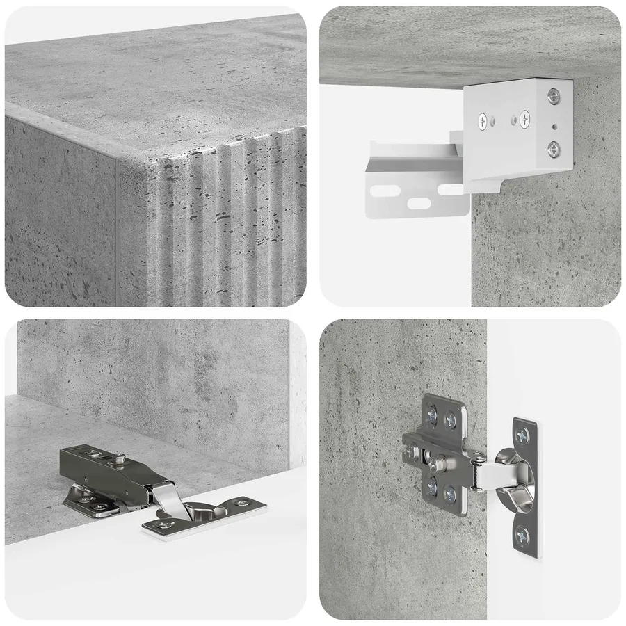 Ensemble meuble TV 4 pcs Gris béton Bois d'ingénierie - 8